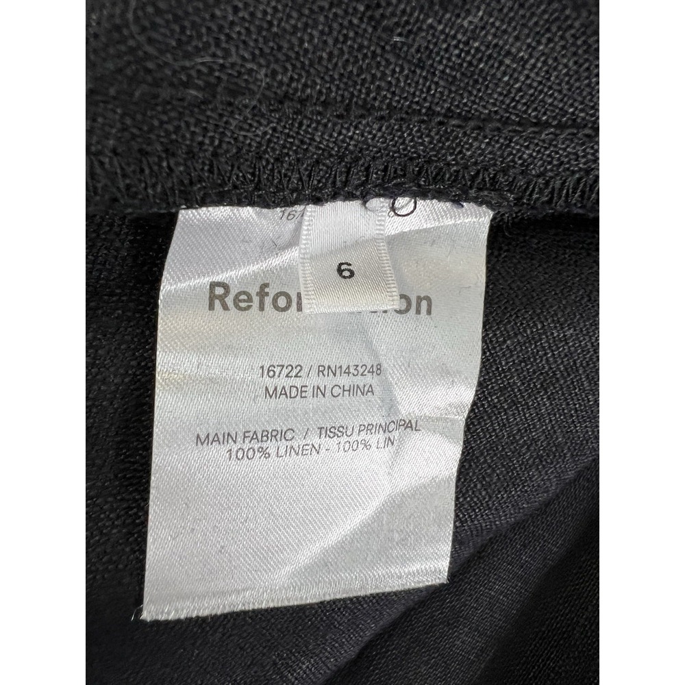 Reformation Women's Amethyst Linen Midi Dress Black Sz‎ 6 - Picture 8 of 14